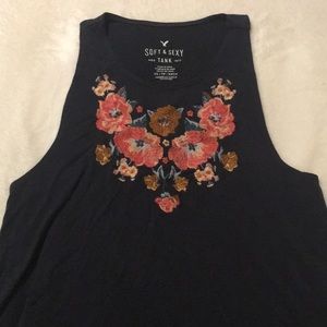 Embroidered floral tank